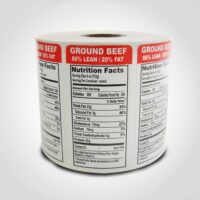 Ground Beef 80% Lean Vertical Label - 1 roll of 1000 stickers