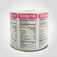 Ground Pork Nutritional Label - 1 roll of 1000 stickers