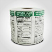 Ground Lamb Nutritional Label - 1 roll of 1000 stickers