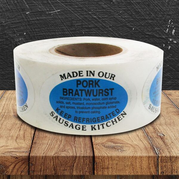 Oval Pork Bratwurst Label - 500 Pack (500155)