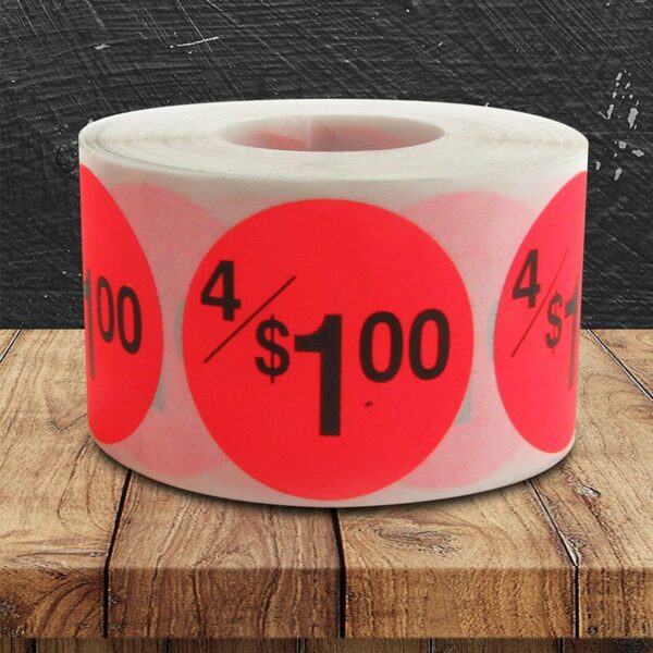 4/$1.00 Pricing Label - 1 roll of 500 (500614)