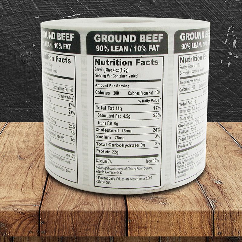 Ground Beef 90 Lean Vertical Label