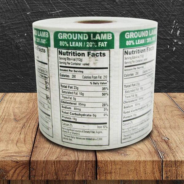 Ground Lamb Nutritional Label - 1 roll of 1000 (500715)