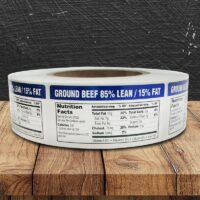 Nutritional Ground Beef 85/15 Label - 1 roll of 1000 (500722)