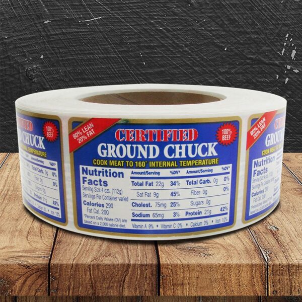 Ground Chuck 80% Lean Label - 1000 Pack (500742)
