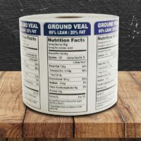 Ground Veal 80% Lean Vertical Label - 1 roll of 1000 (500743)
