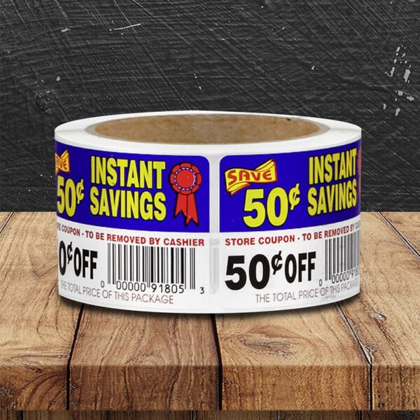 50 Cent Off Instant Savings Label - 1 roll of 250 (500810)