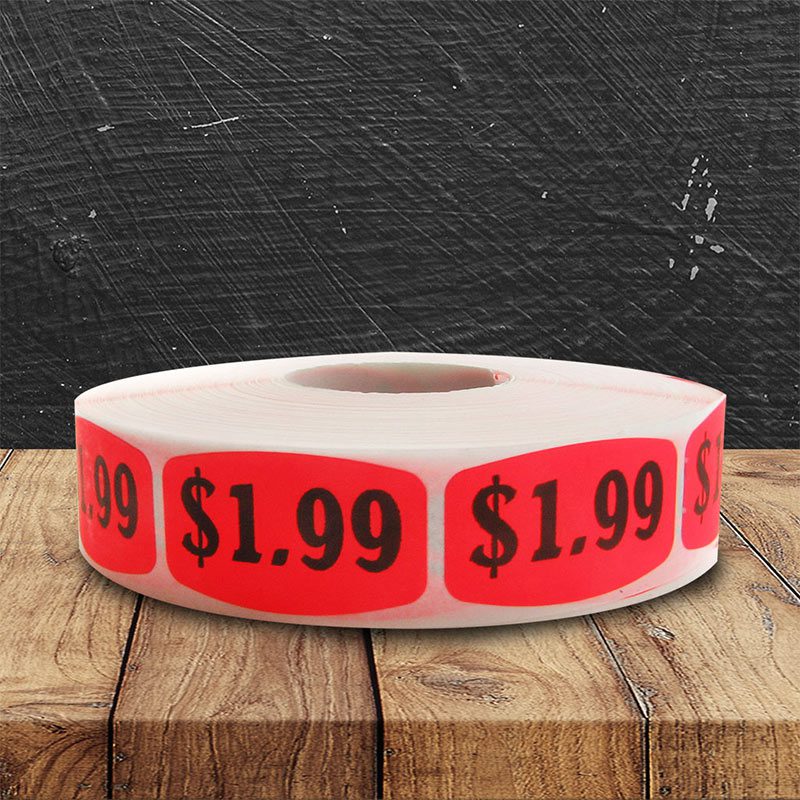 1000 Labels 1.5 inch Round Bright Red Pricing Price Point 1 Roll Stickers