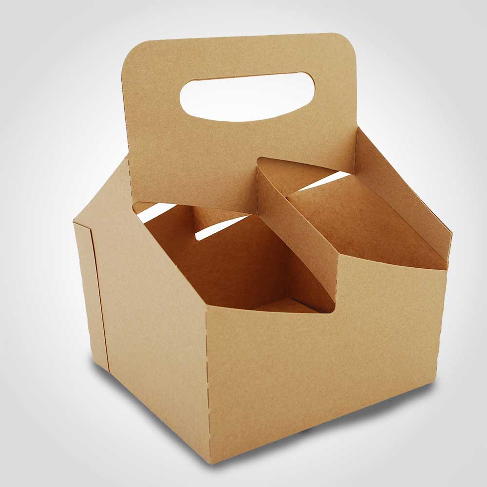 25 Pack] 2 Cup Drink Carrier With Handle - Kraft Paperboard Handled Drink Carriers 12 - 30 Oz - View #7