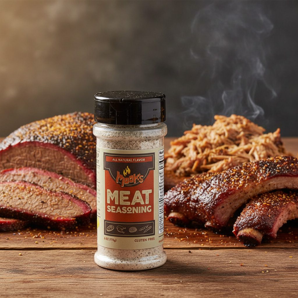 90378-Mook’s-Meat-Seasoning-6oz Mook's Meat Seasoning 6 oz. shaker 12per case