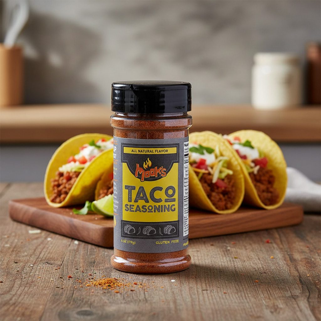 90379-Mook’s-Taco-Seasoning-5oz Mook's Taco Seasoning 5 oz shaker 12 per case