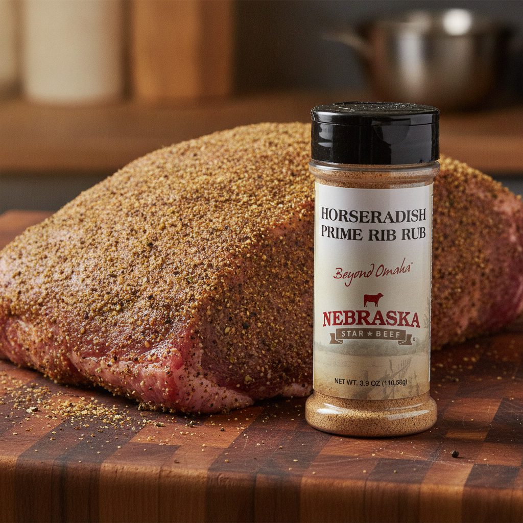 90382-NSB-Horseradish-Prime-Rib-Rub-4oz Nebraska Star Beef Horseradish Prime Rib Rub 3.9 oz. shaker 12 per case