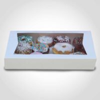 Donut Box for 1 dozen Donuts Laying Flat - white