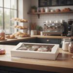 White Donut Box for half dozen donuts with window showing donuts