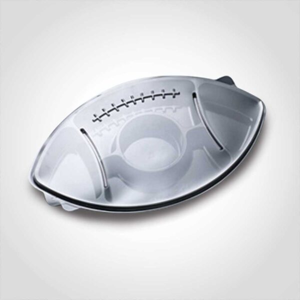 Black Deep Football Tray with 5 Compartments with Raised flat lid