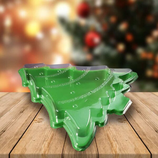 Green Christmas Tree Tray with lid - 30 Pack (370107)