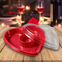 Red Heart Shaped Tray with dip cup holder - 50 Pack (376053)