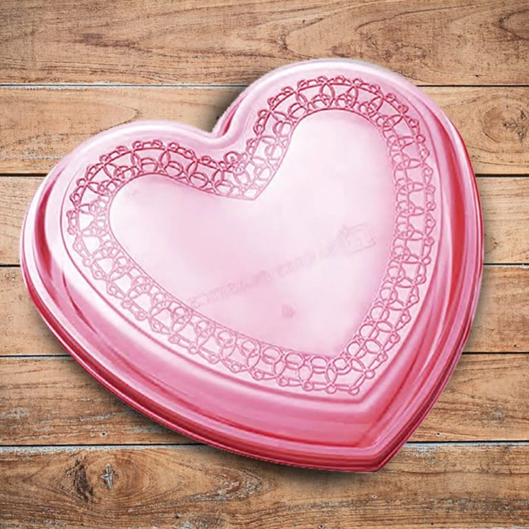 13 inch Pink Heart Shaped Party Trays Disposable Brenmar