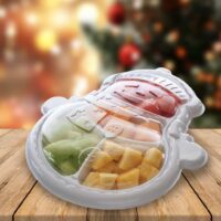 White Snowman Tray, 4 Section Base and Lid - 50 Pack (376027)