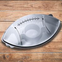Black Deep Football Tray with 5 Compartments w/Raised ultra flat lid - 50 Pack (376059)