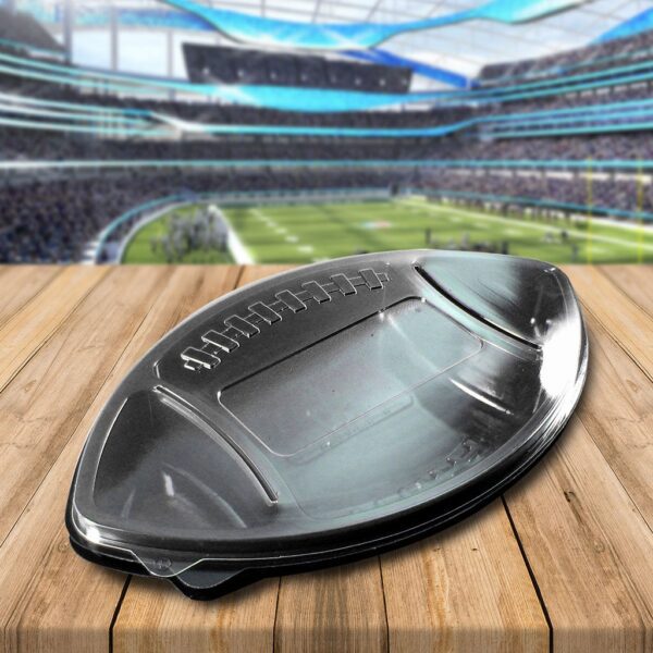Football Tray 3 Compartment with Ultra Flat Lid 13 inch - 50 Pack (370071)