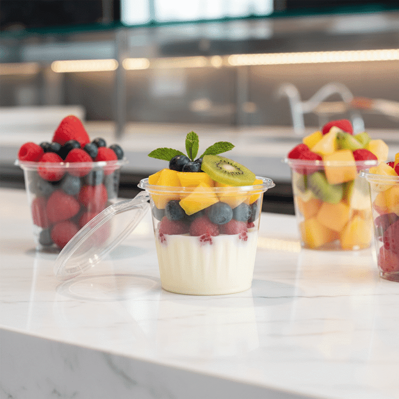 261601 11oz Tamper Evident Flat Sided Parfait Cup