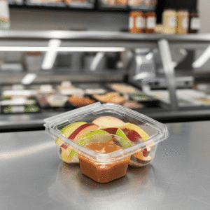 Tamper Evident Snack Clamshell with 2 compartments