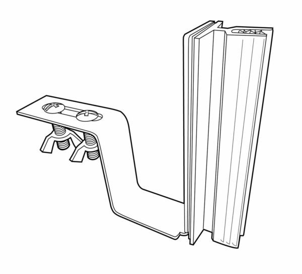Under-Shelf Hardware Mount Gripper Sign Holder with Hinge line drawing
