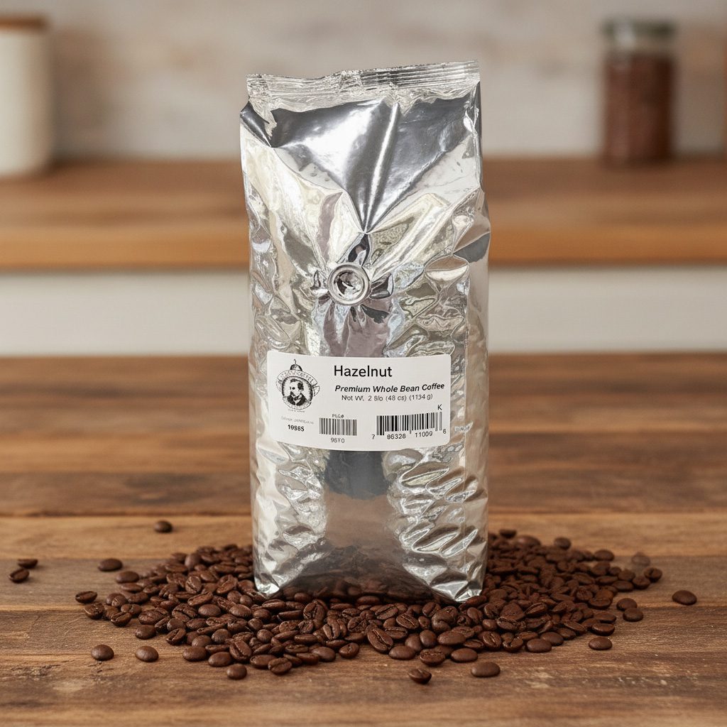 34655-Pears-Whole-Bean-Coffee-Hazelnut-2-bags Pear's Whole Bean Coffee Hazelnut Flavor in a 2.5 pound bag and packed in 2 per case