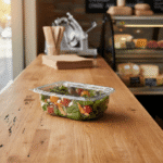 Tamper Evident Hinged Food Packaging 24oz on counter