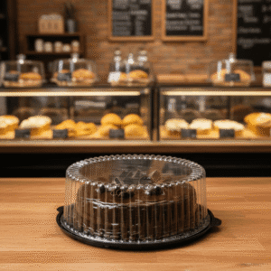 9 inch Cake Display Container Black Base Clear Lid 1-2 Layers