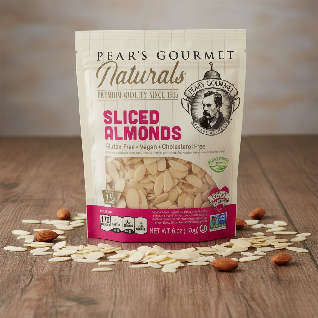 34944-Pear’s-Gourmet-Natural-Sliced-Almonds-6oz-Baking Pear’s Gourmet Natural Sliced Almonds 6oz Baking Nuts 6 bags per case