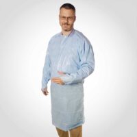XL Blue Plastic Disposable Gown with Thumb Loops 48-inch