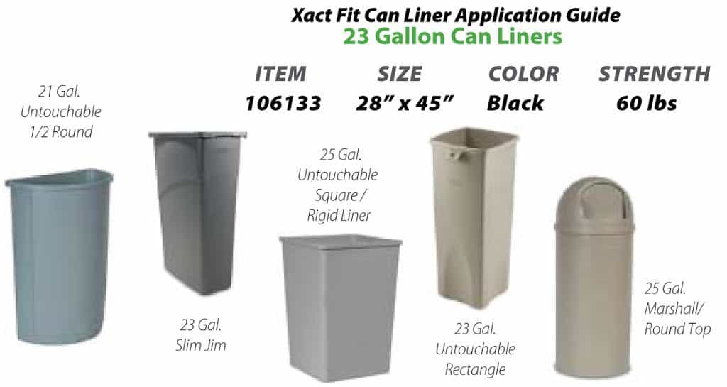 Trash Bags | Hybrid Xact Fit 23 Gallon Can Liner LD 28