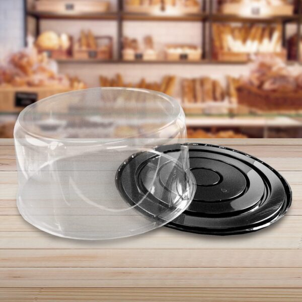 12 inch Cake Container 2 Layer Black Base with Clear Lid - 45 Pack (260680)