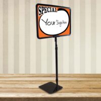 7 x 11 in. Black Adjustable Metal Sign Frame Stand with square base (230001)