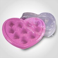 Heart Shaped 10 Count Cupcake Tray Pink