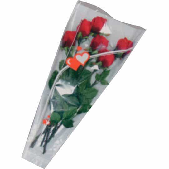 Large Bouquet Sleeves (Sealed Bottom) With Heart Design - 100 Pack (410008)