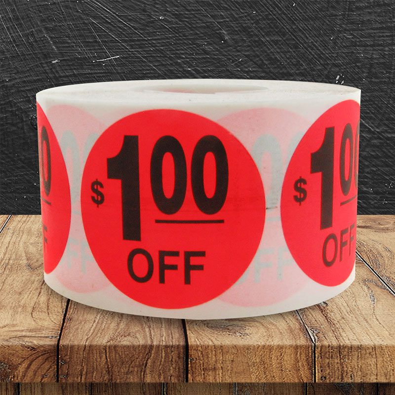 35mm Round Promotional Sales Label Discount Retail Peel Off 500Stickers Per Roll 