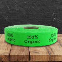 100% Organic Green Day-Glo Label - 1 roll of 1000 (590039)
