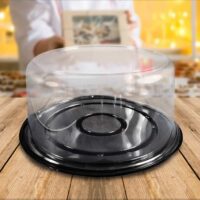 9 inch Cake Container 2-3 Layer Black Base with Clear Lid - 50 Pack (260001)