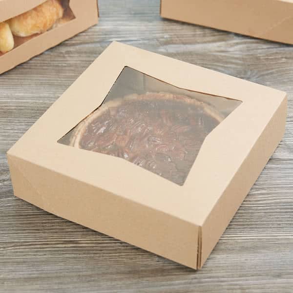 SpecialTEasy Popup Pie Boxes with Window Pie Boxes 8x8x2.5 Inch Brown 15pk 