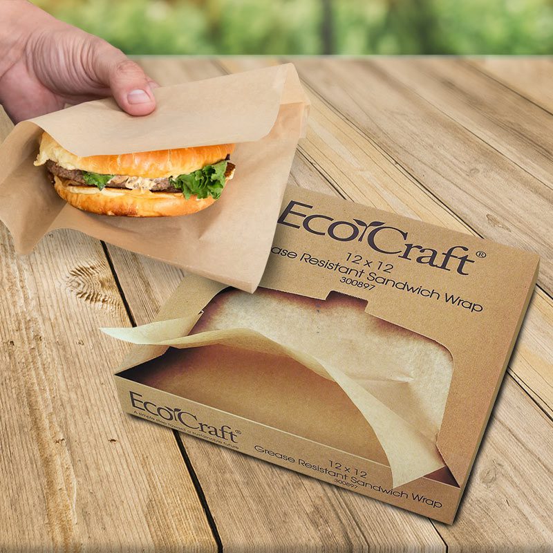 Greaseproof Paper Sheets Brown Burger Wrap 25 x 20cm Food Packaging Sandwich