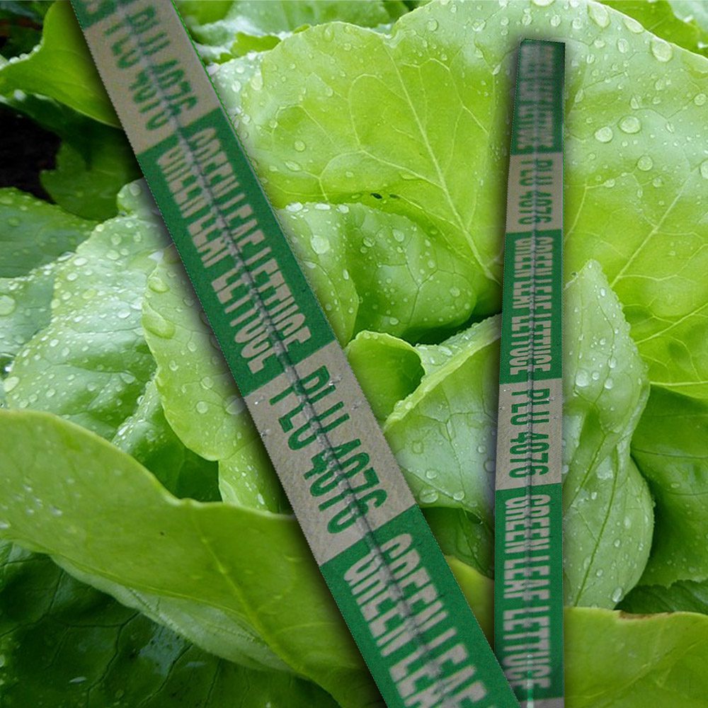 Twist Ties With Lettuce Text Reverse Green Print Shop Produce Twist Ties