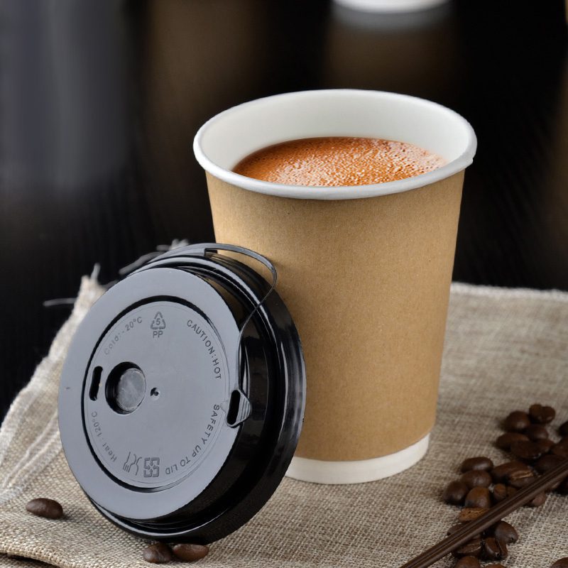 20 x Disposable Coffee Cups Tea Hot Drinks Ripple Wall Insulated Cardboard  12oz 