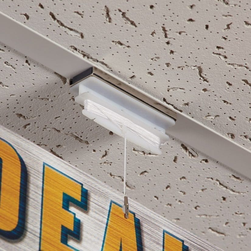 Store Ceiling Sign Holder Ladderless Ceiling Clip & Cord