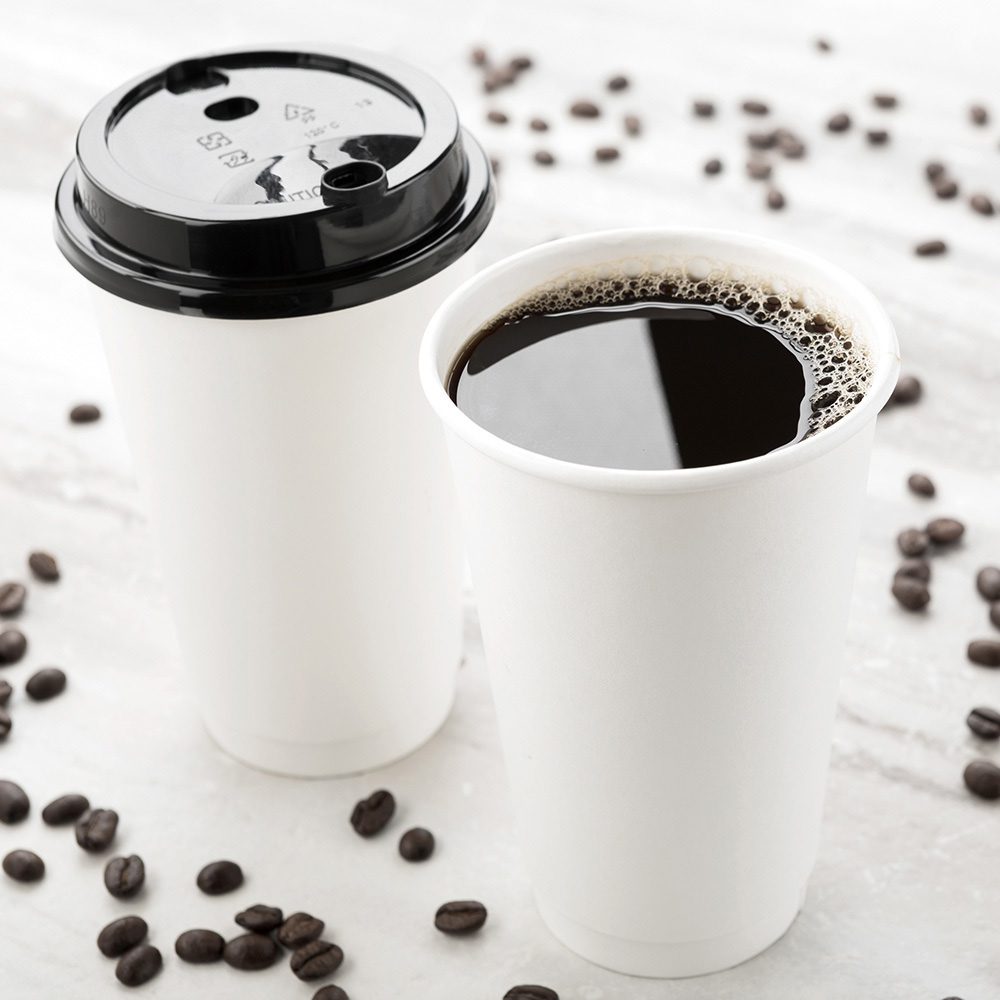 20oz WHITE PAPER CUPS Coffee Tea Drinks Party Tableware Disposable LIDS Takeaway 