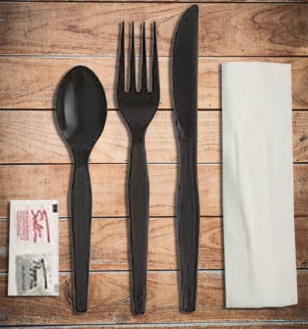 Black Extra Heavyweight Cutlery Kit - 250 Pack (180075)