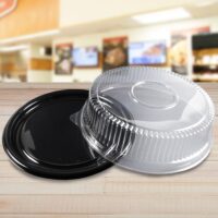 12 inch Round Flat Tray with Fluted Dome Lid - 25 Pack (261127)