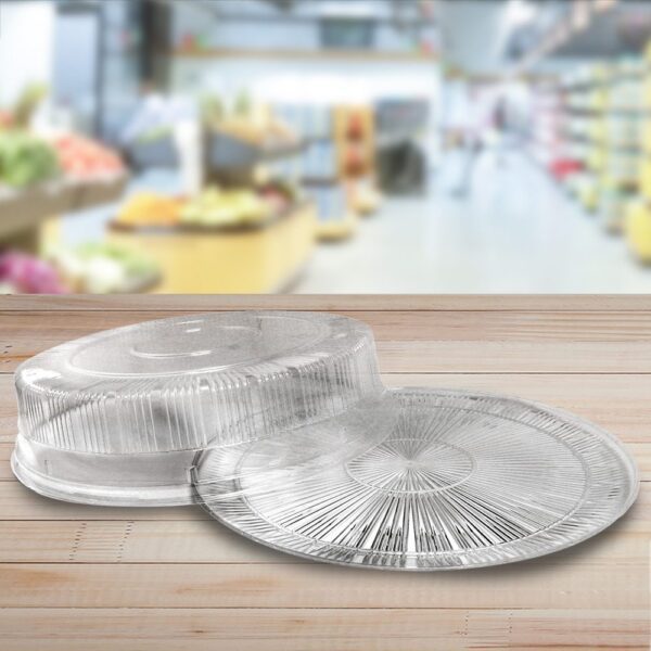 9 inch Crystal Looking Flat Tray and Dome Lid - 60 Pack (370007)